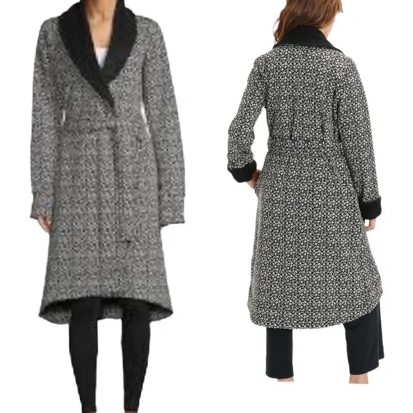 NWT UGG WOMEN'S DUFFIELD II LEOPARD BLACK GRAY ROBE L